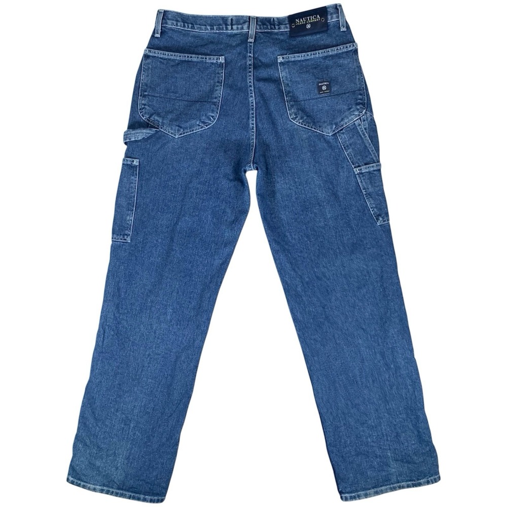 Vintage Nautica Carpenter Jeans Men's Size 34x32 Blue Denim Baggy Wide Leg‎